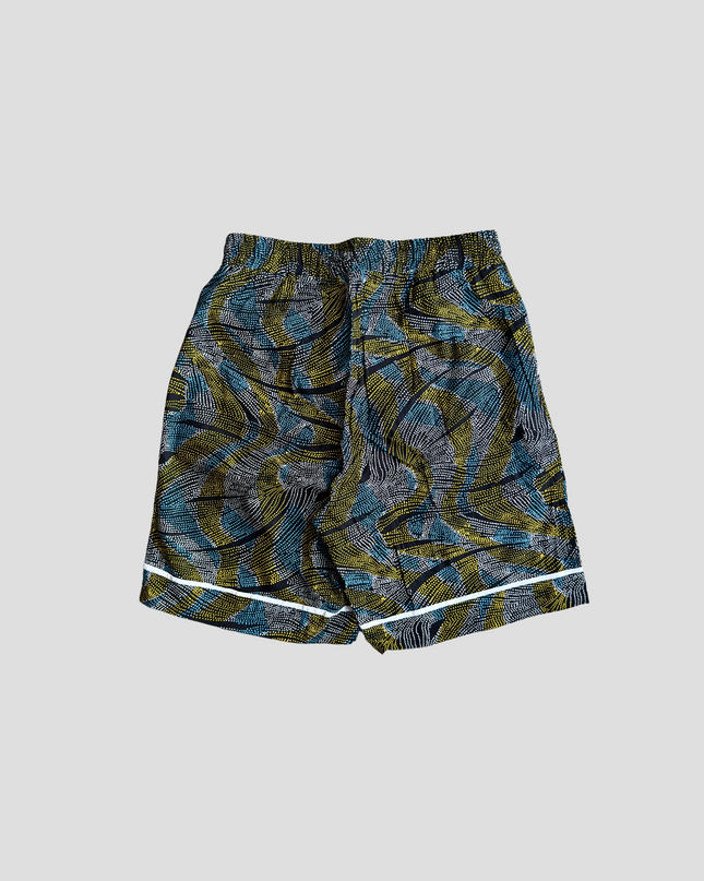 Kitenge Design Lounge Short for Women Floral Yellow Blue Dots