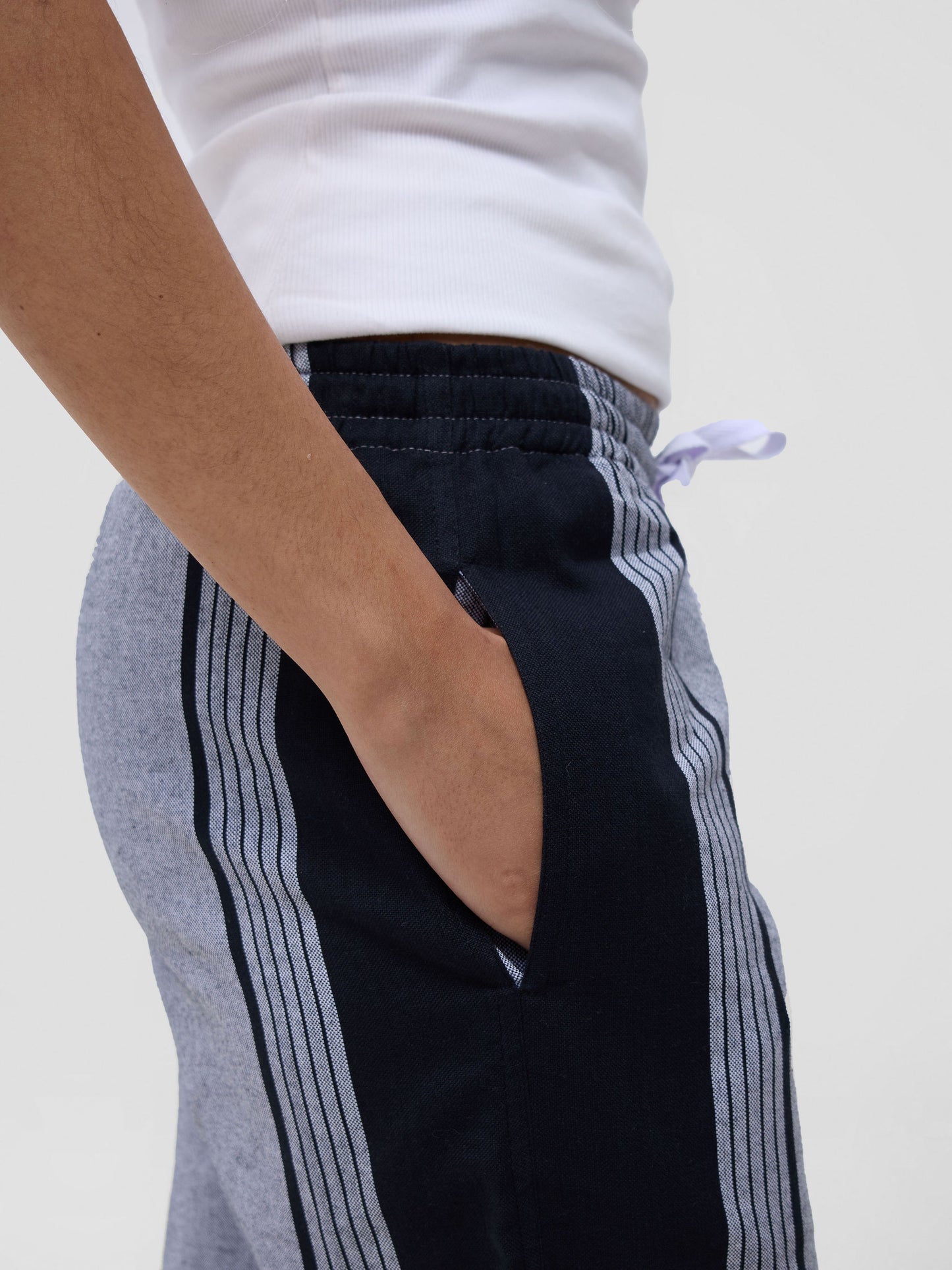 Grey Black Stripe Cotton Lounge Pants - Soft & Breathable