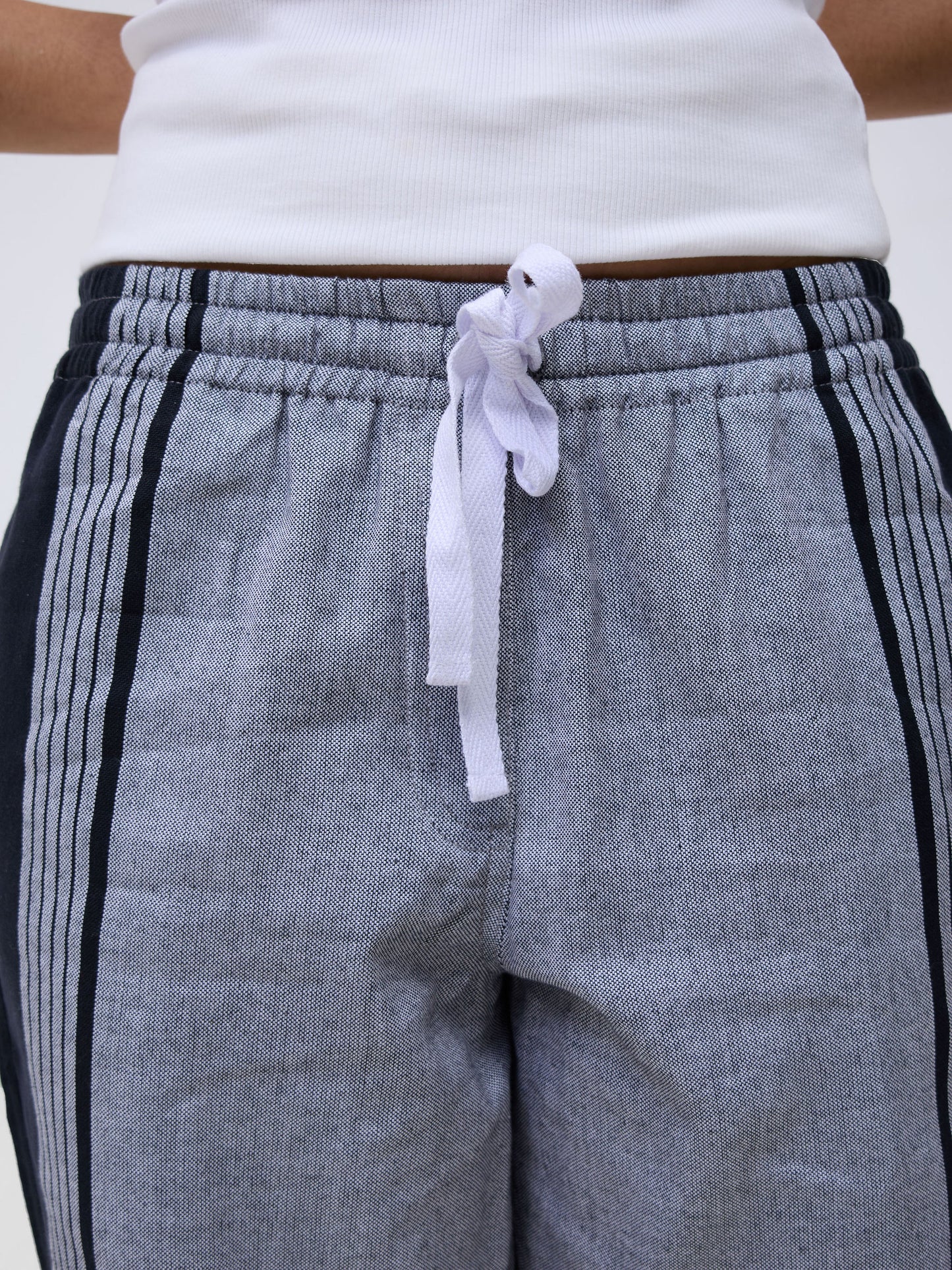 Grey Black Stripe Cotton Lounge Pants - Soft & Breathable