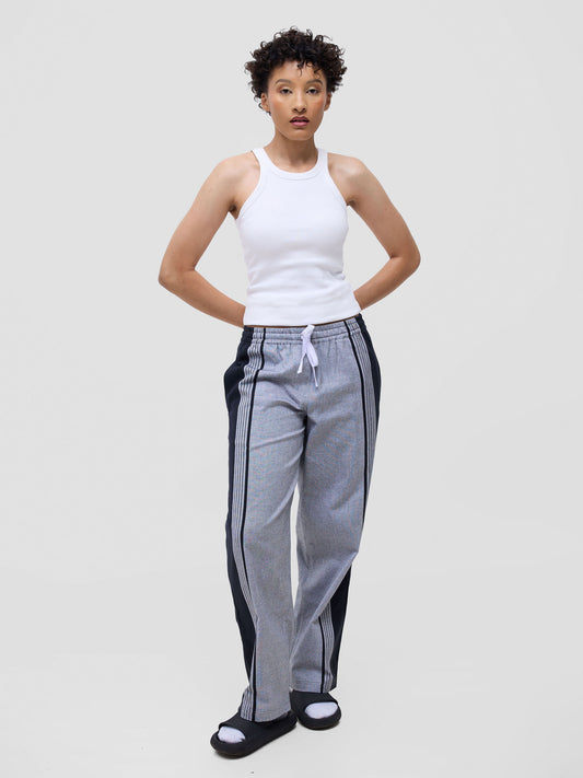 Grey Black Stripe Cotton Lounge Pants - Soft & Breathable