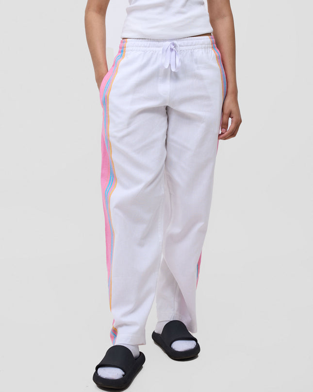 KIKOY TROUSERS IN WHITE PINK STRIPE