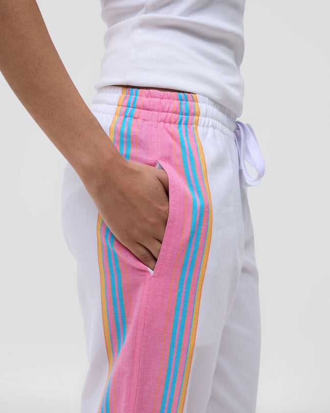 KIKOY TROUSERS IN WHITE PINK STRIPE