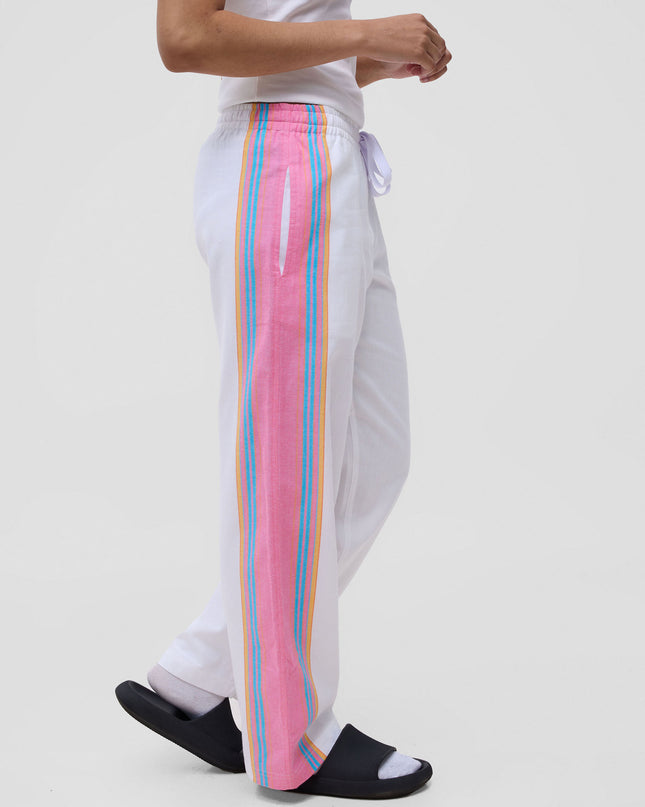 KIKOY TROUSERS IN WHITE PINK STRIPE