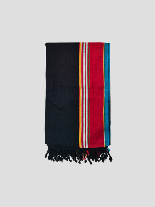 Black Red Classic Kikoi Scarf & Shawl - Versatile Comfort