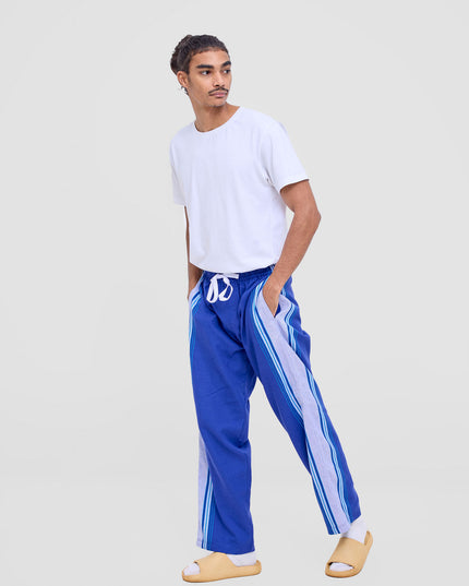 KIKOY TROUSERS IN ROYAL BLUE WHITE STRIPE
