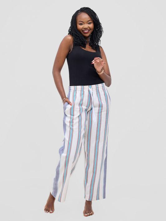 Multicolour Stripes Cotton Lounge Yoga Pants - Soft & Breathable