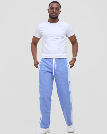 KIKOY TROUSERS IN BLUE WHITE STRIPE
