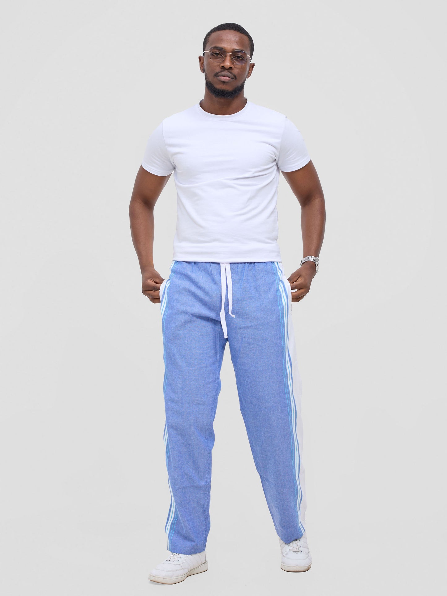 Kikoy trousers in Blue White Side Stripe