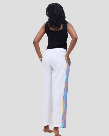 KIKOY TROUSERS IN WHITE PURPLE STRIPE