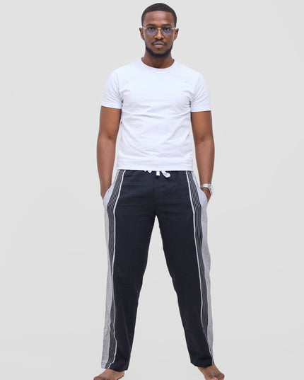 KIKOY TROUSERS IN BLACK GREY STRIPE