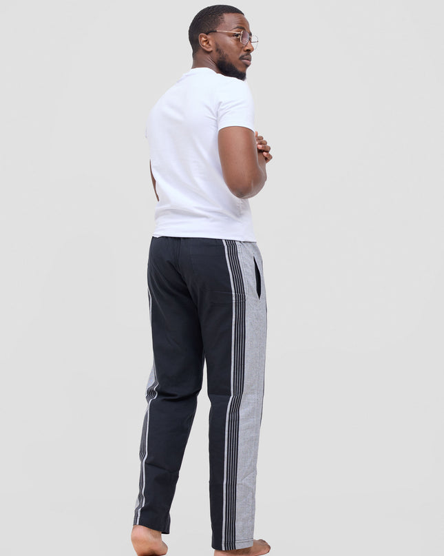 KIKOY TROUSERS IN BLACK GREY STRIPE