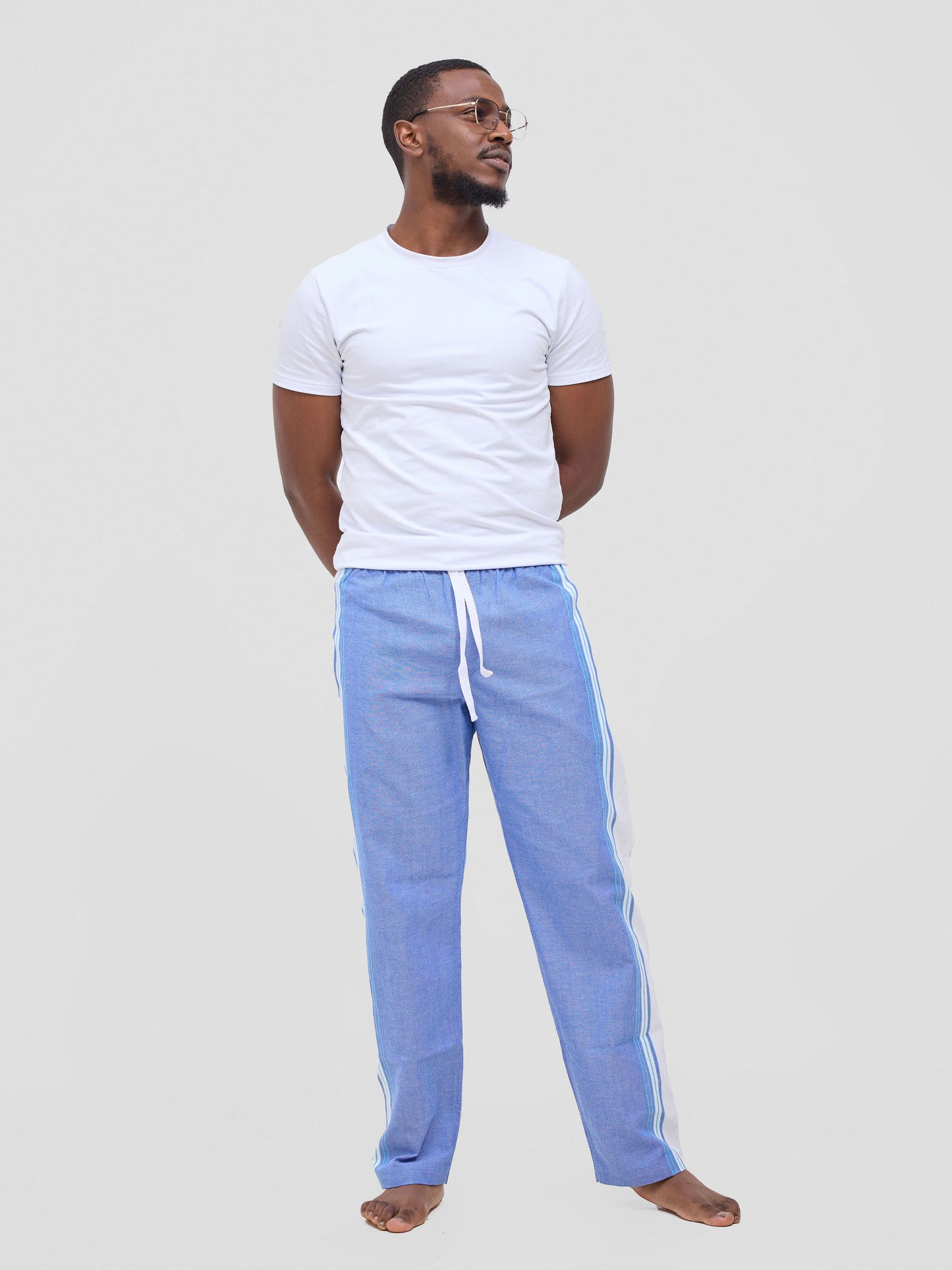 Kikoy trousers in Blue White Side Stripe