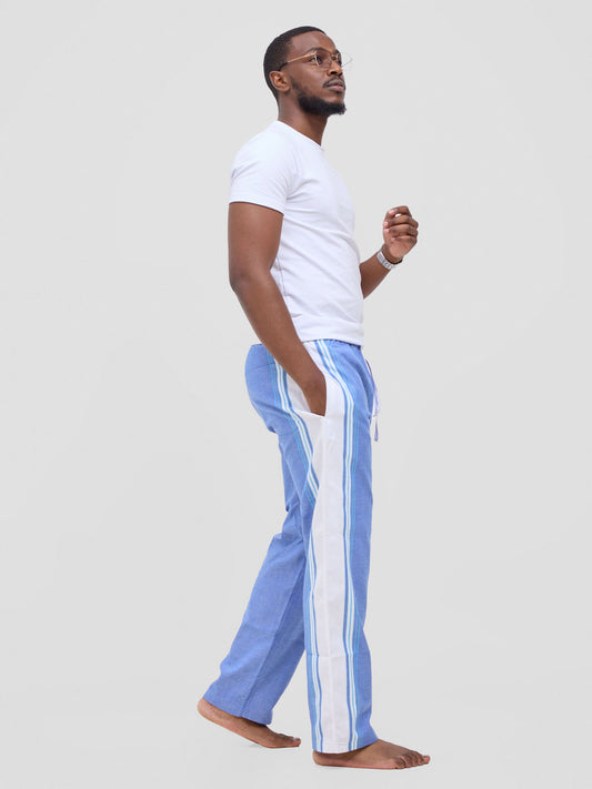 Blue White Stripe Cotton Lounge Pants - Comfortable & Stylish