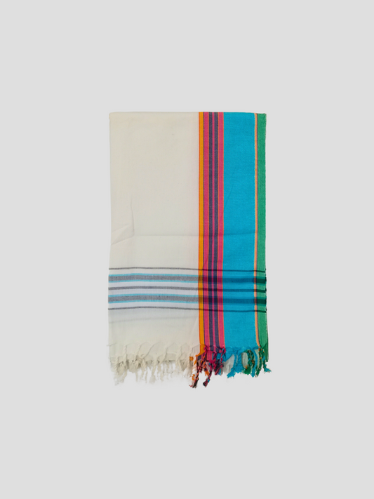 Kikoy Fabric Scarf in Offwhite Blue