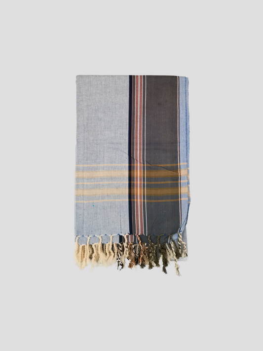 Kikoy Fabric Scarf in Grey Navy