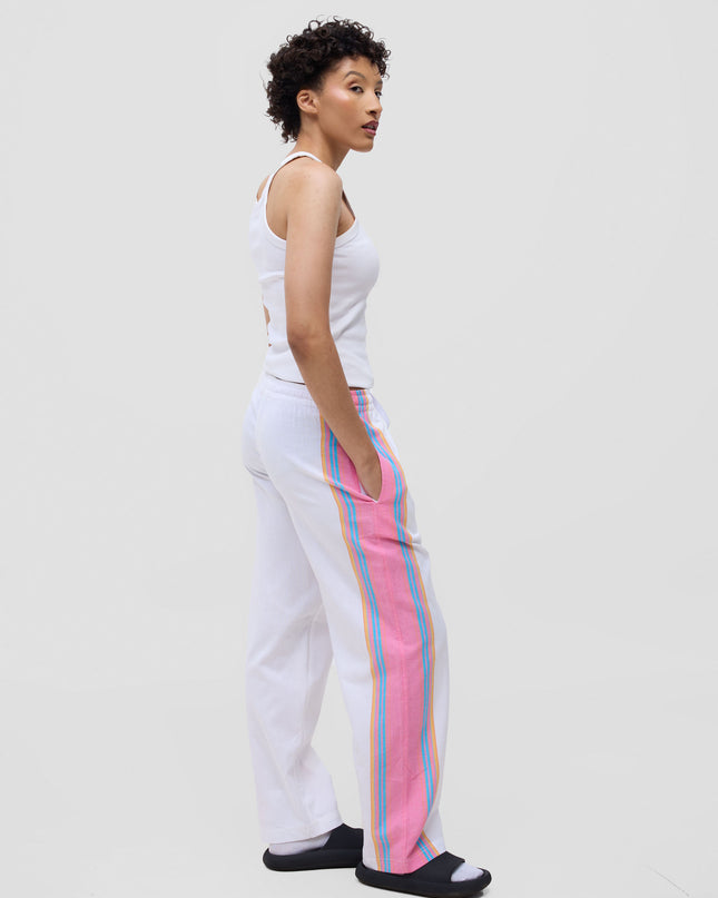 Female model in a kikoy trousers
