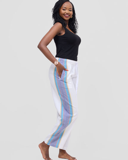 Female model in a kikoy trousers