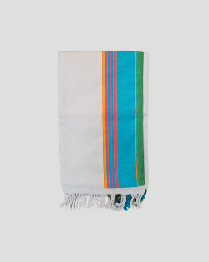 Kikoy Fabric Wrap in White Blue