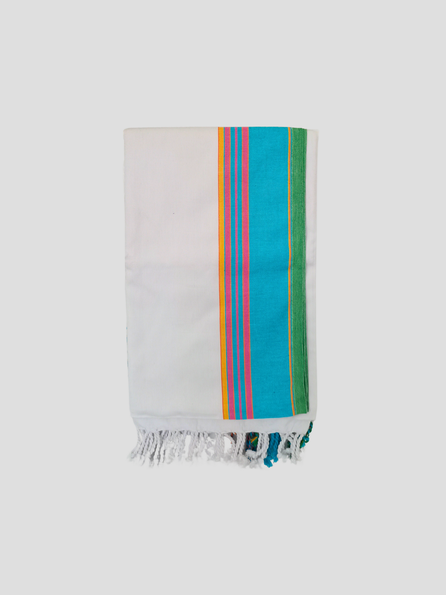 Kikoy Fabric Scarf in in White Blue